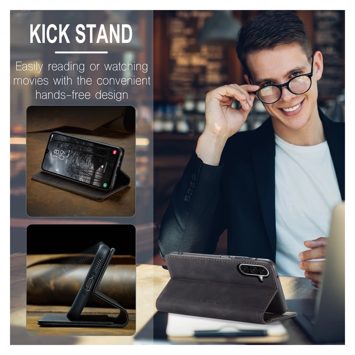 CaseMe 013 Samsung Galaxy A17 Hoesje Book Case met Standaard Zwart afbeelding 6