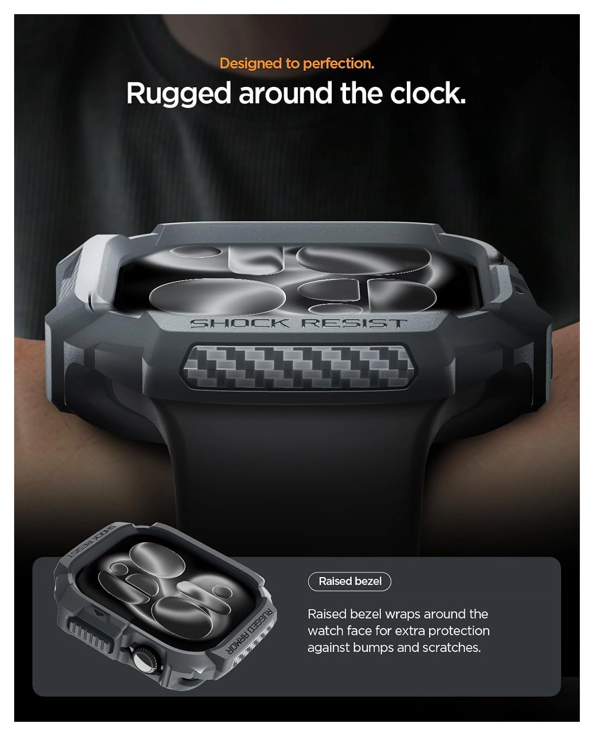 Spigen Rugged Armor 2  - Apple Watch 11/10 46MM Hoesje Bumper Case - Grijs afbeelding 4