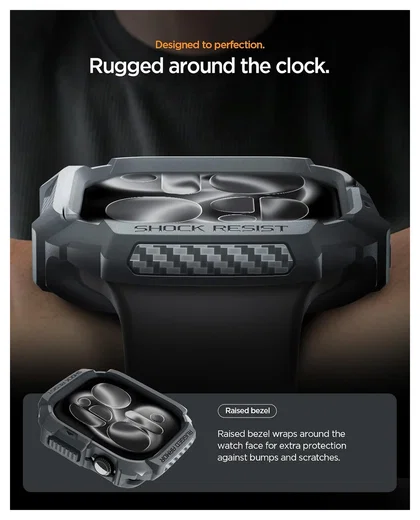 Spigen Rugged Armor 2  - Apple Watch 11/10 46MM Hoesje Bumper Case - Grijs afbeelding 4