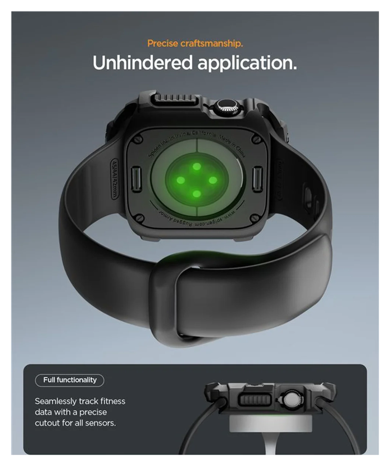 Spigen Rugged Armor 2  - Apple Watch 11/10 42MM Hoesje Bumper Case - Matte Zwart afbeelding 5