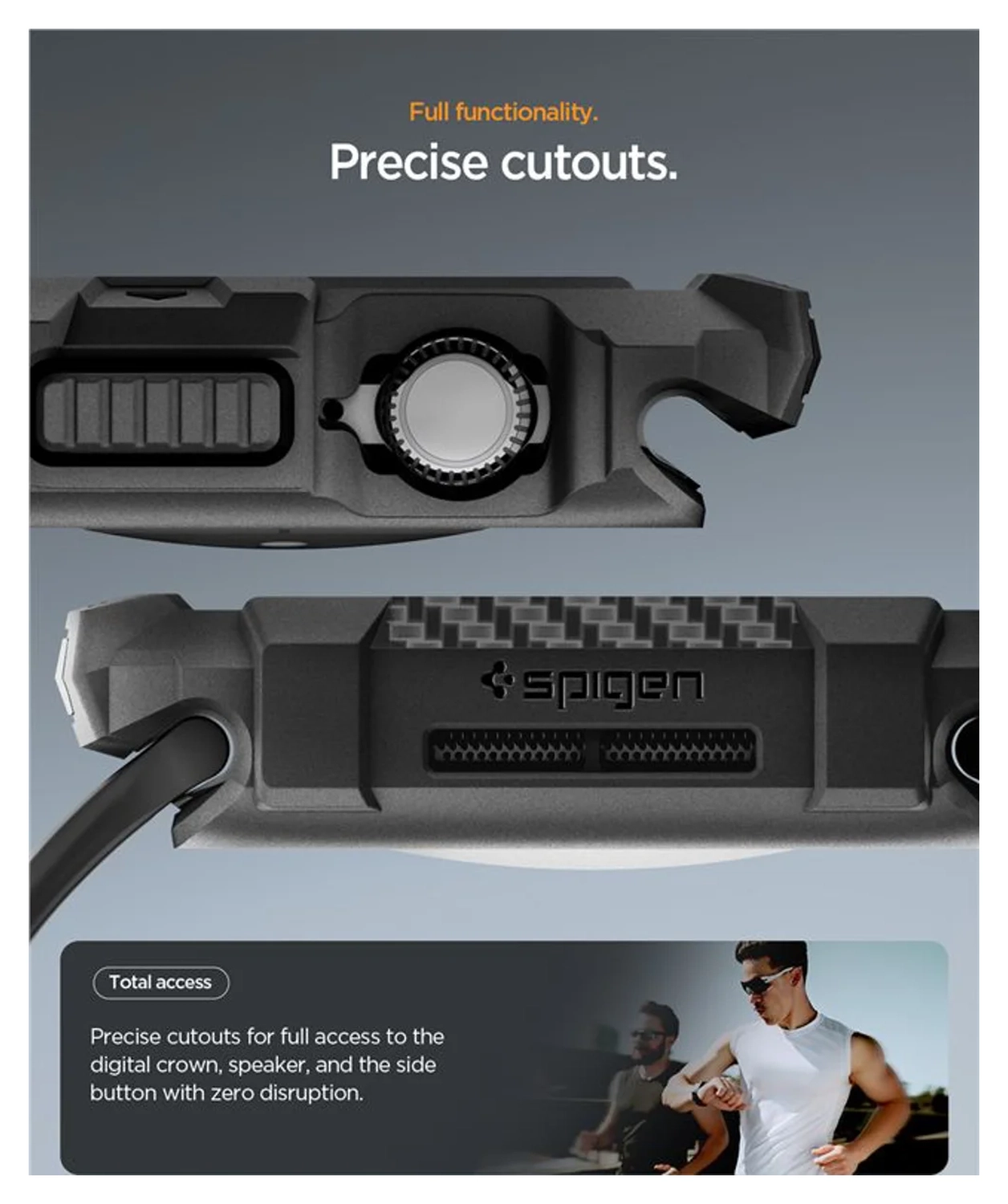 Spigen Rugged Armor 2  - Apple Watch 11/10 42MM Hoesje Bumper Case - Matte Zwart afbeelding 6