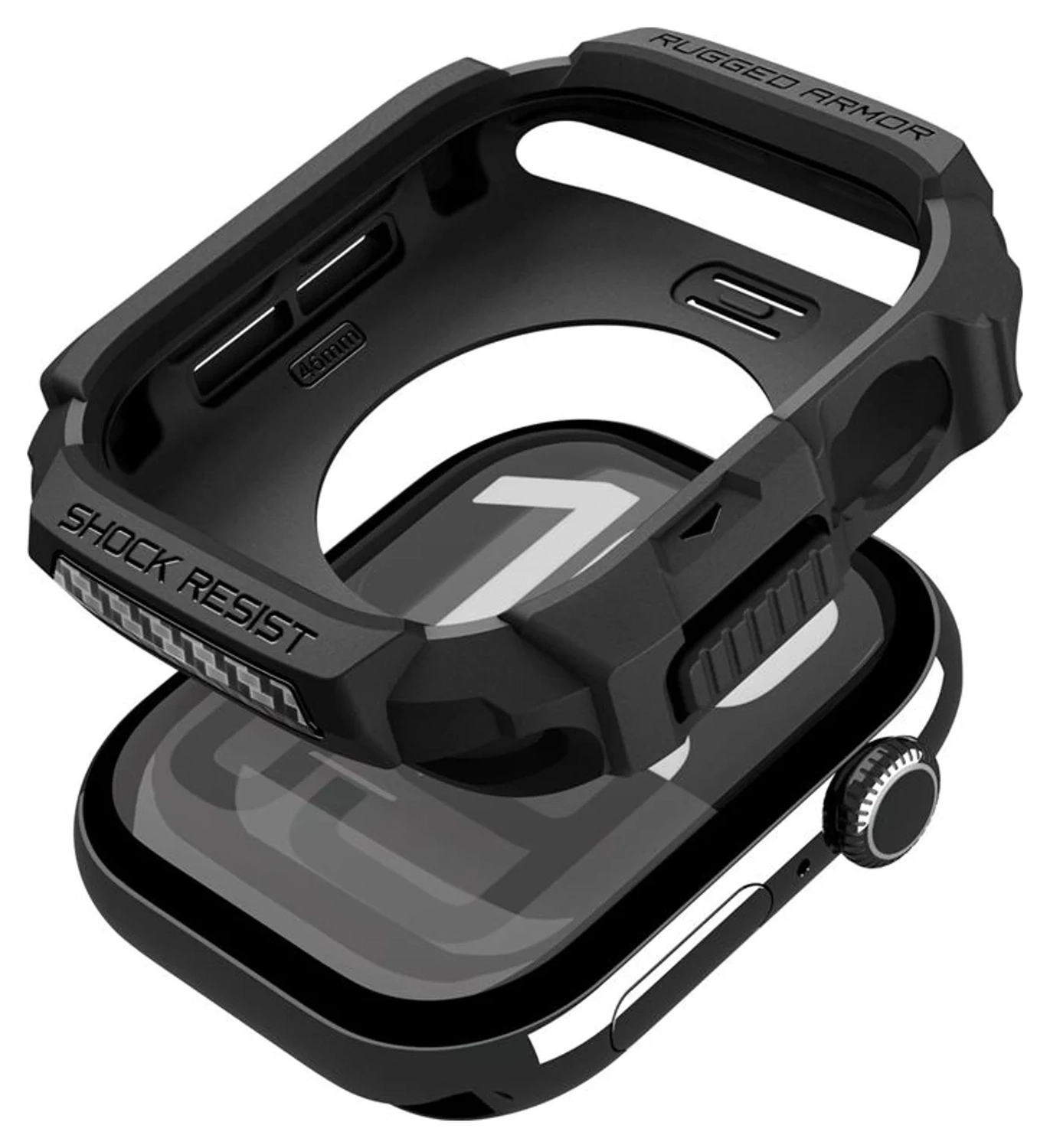 Spigen Rugged Armor 2  - Apple Watch 11/10 46MM Hoesje Bumper Case - Matte Zwart afbeelding 12