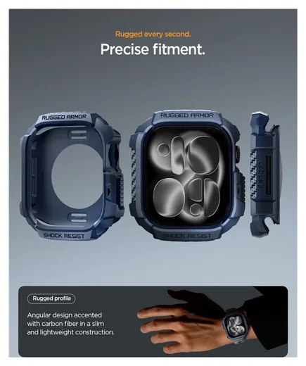 Spigen Rugged Armor 2  - Apple Watch 11/10 42MM Hoesje Bumper Case - Blauw afbeelding 3