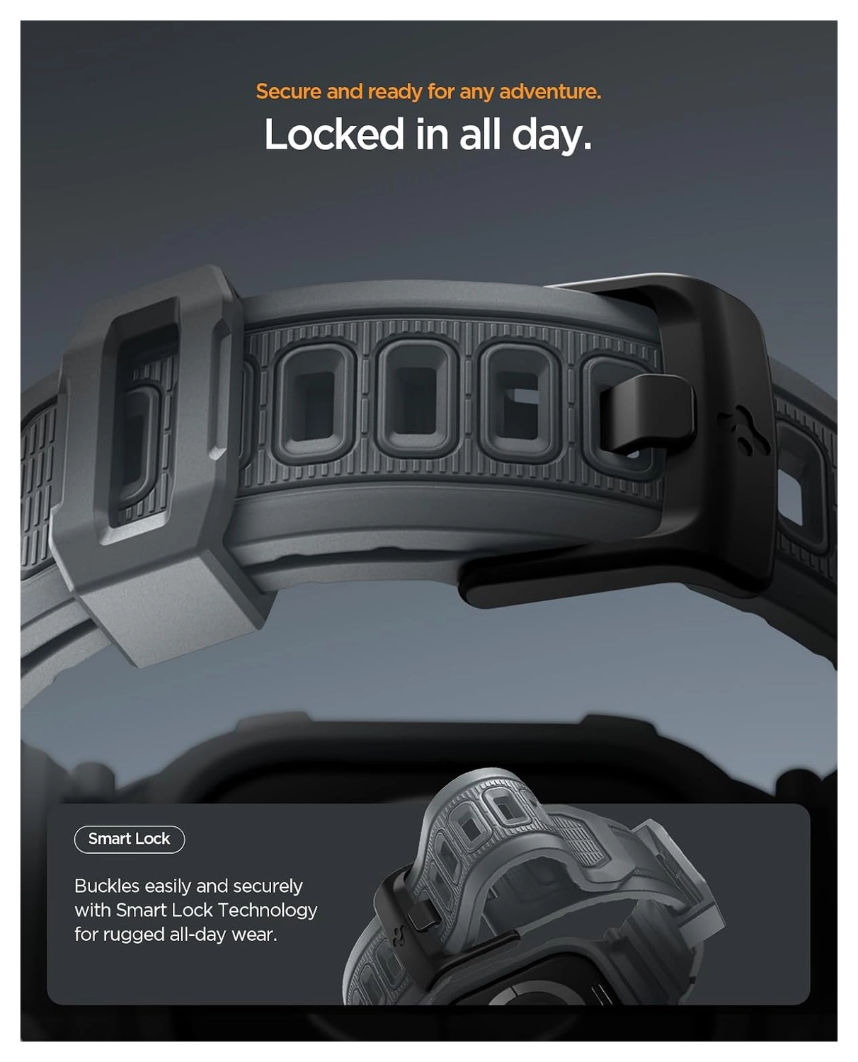Spigen Rugged Armor Pro 2 - Apple Watch 11/10 46MM - Hoesje en Bandje - Grijs afbeelding 2