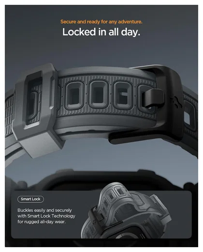 Spigen Rugged Armor Pro 2 - Apple Watch 11/10 46MM - Hoesje en Bandje - Grijs afbeelding 2