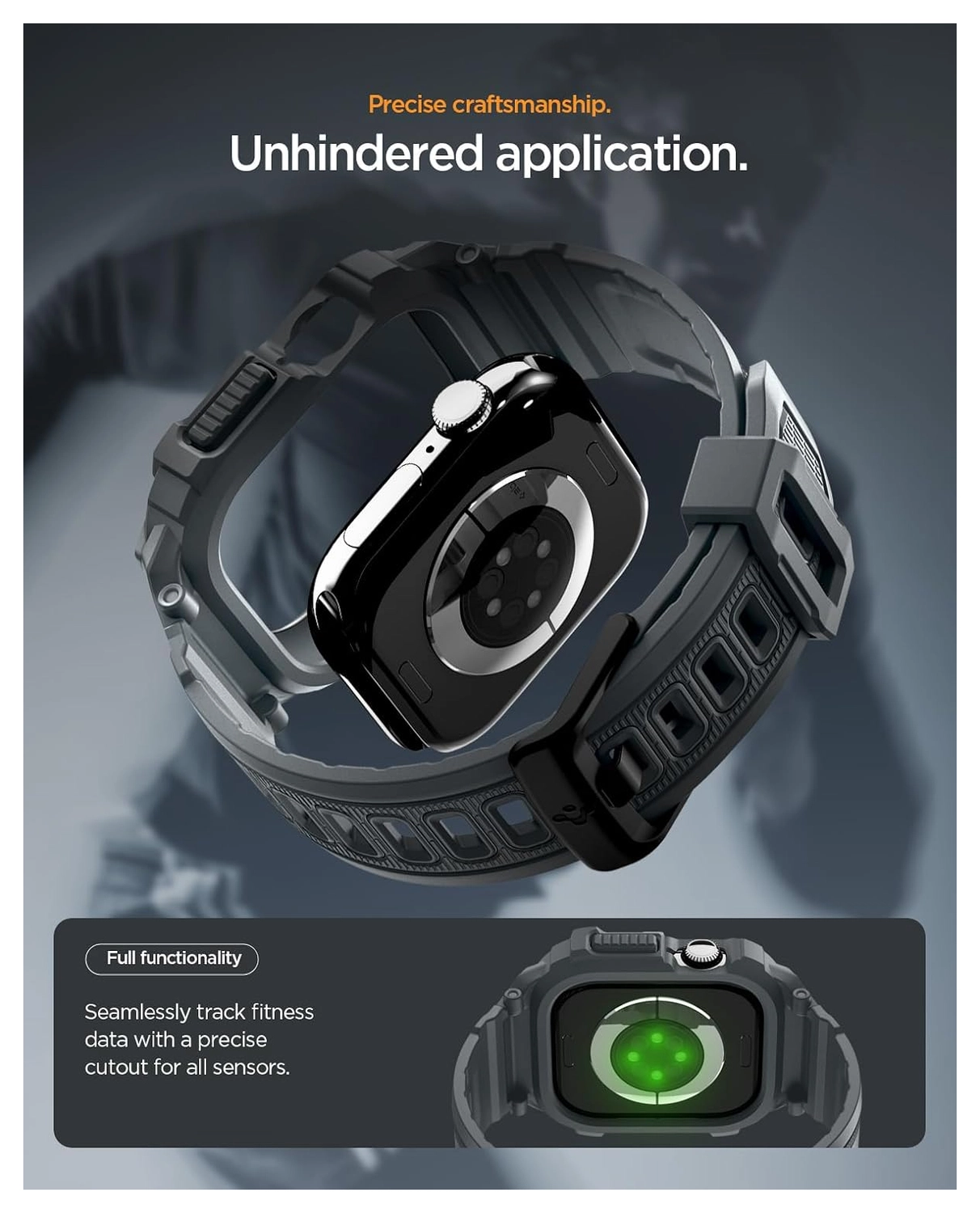 Spigen Rugged Armor Pro 2 - Apple Watch 11/10 46MM - Hoesje en Bandje - Grijs afbeelding 4