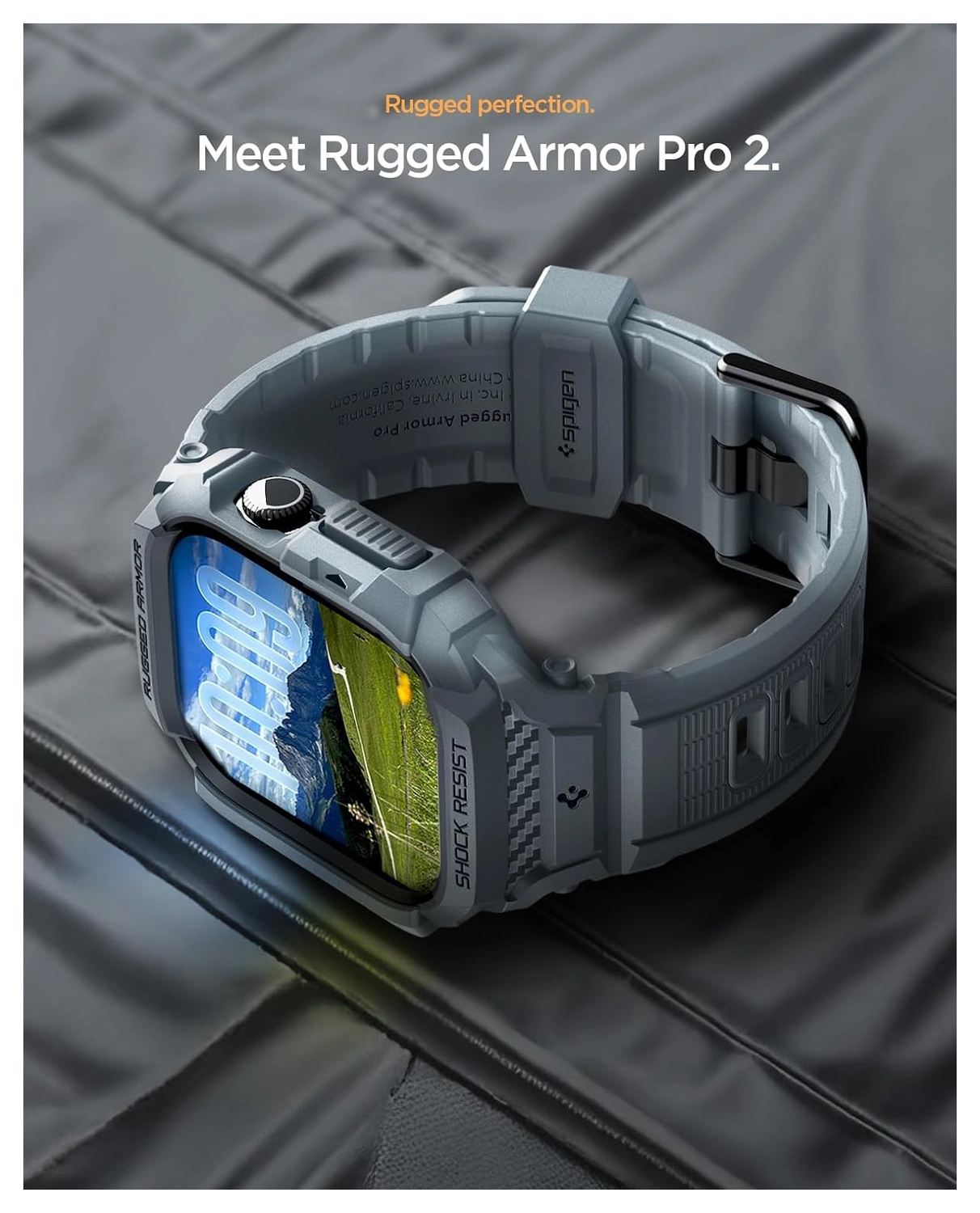 Spigen Rugged Armor Pro 2 - Apple Watch 11/10 46MM - Hoesje en Bandje - Grijs afbeelding 7