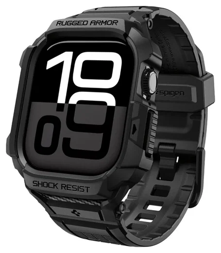 Spigen Rugged Armor Pro 2 - Apple Watch 11/10 46MM - Hoesje en Bandje - Zwart afbeelding 1