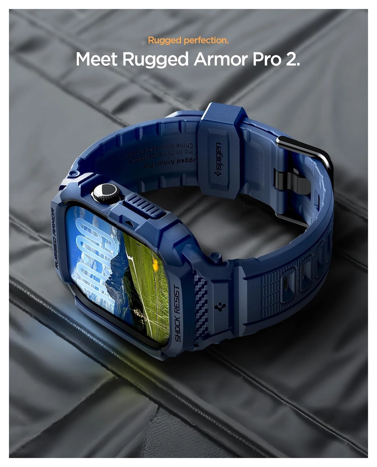 Spigen Rugged Armor Pro 2 - Apple Watch 11/10 42MM - Hoesje en Bandje - Blauw afbeelding 3