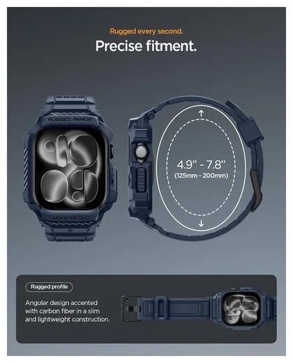 Spigen Rugged Armor Pro 2 - Apple Watch 11/10 42MM - Hoesje en Bandje - Blauw afbeelding 4