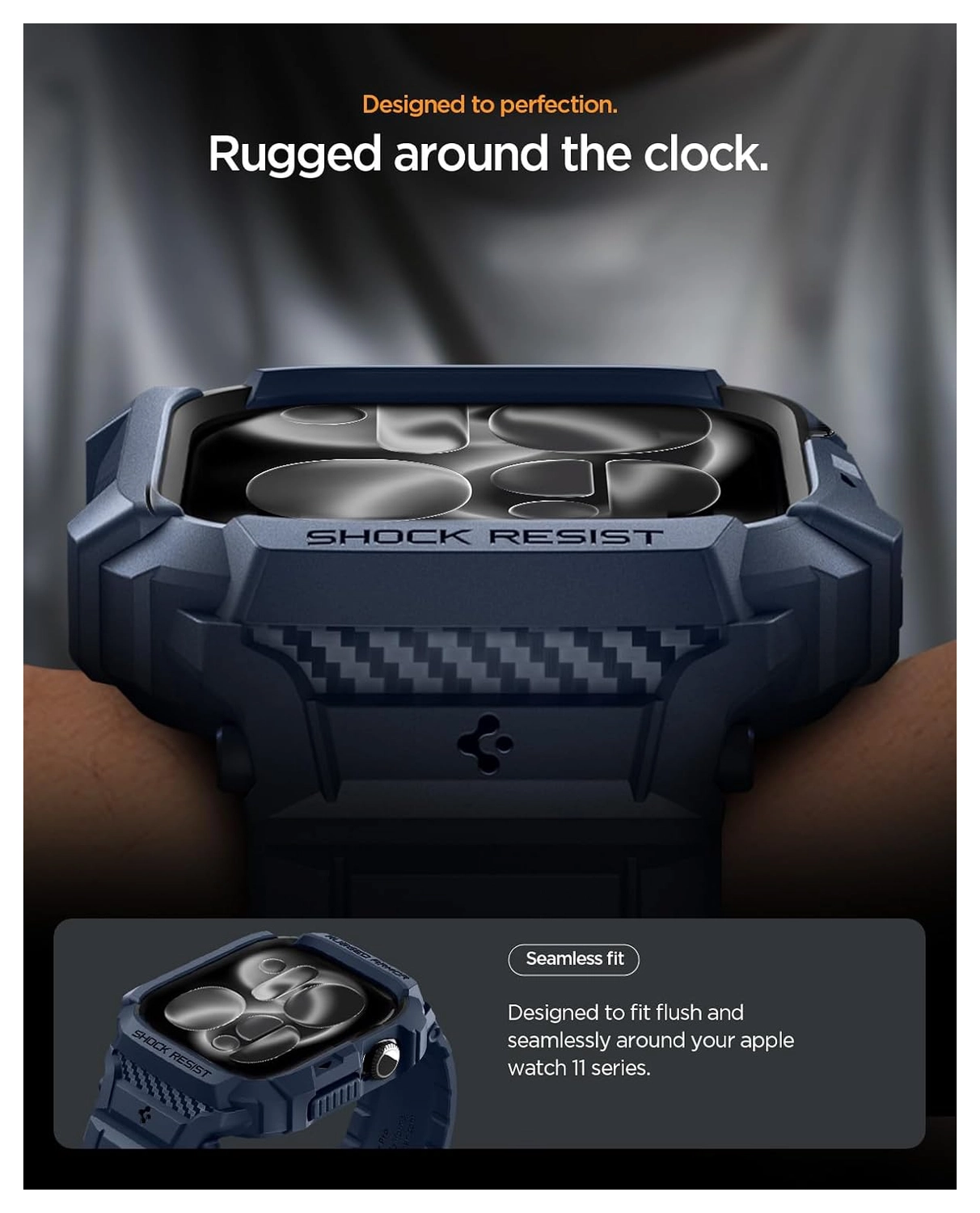 Spigen Rugged Armor Pro 2 - Apple Watch 11/10 42MM - Hoesje en Bandje - Blauw afbeelding 5