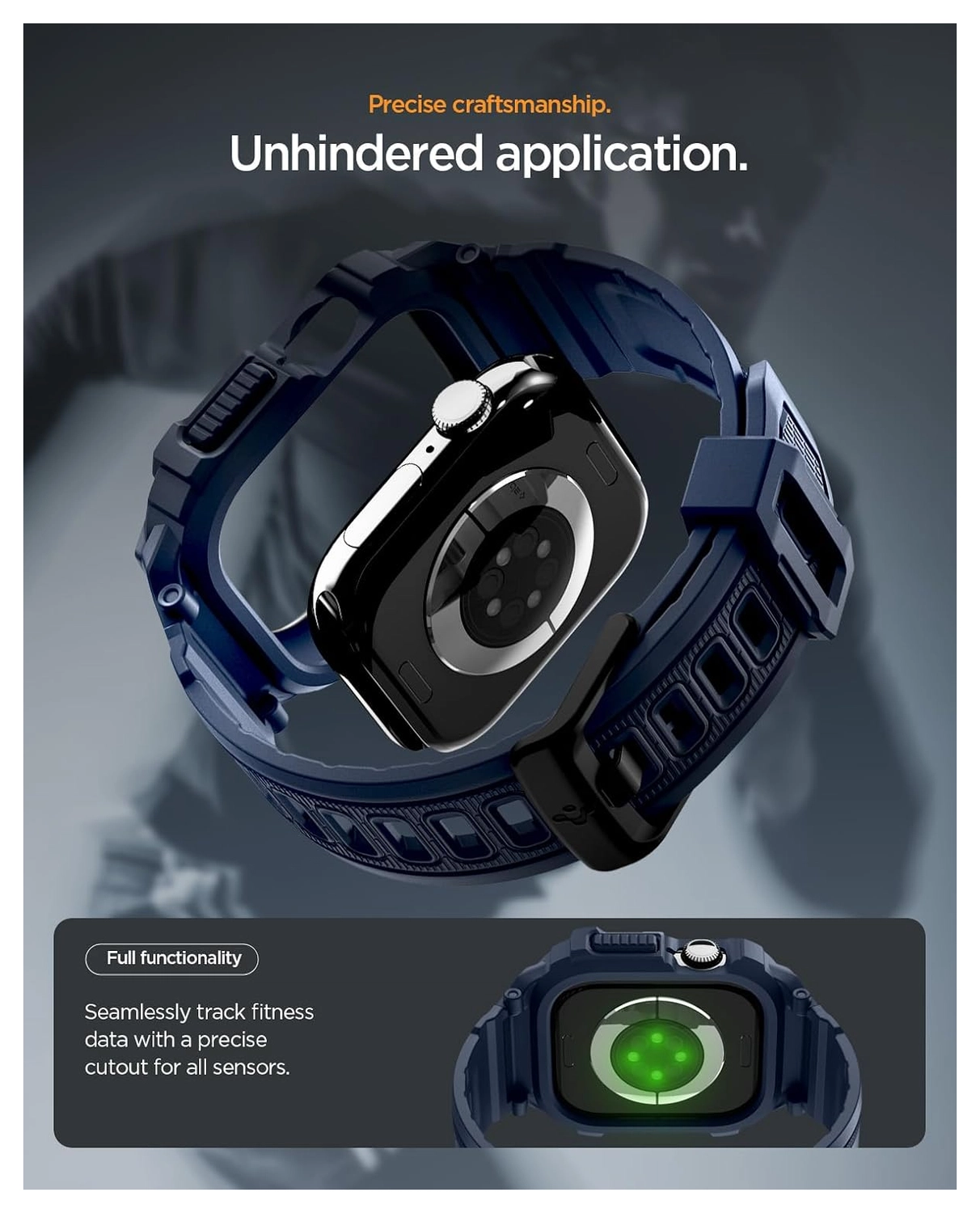 Spigen Rugged Armor Pro 2 - Apple Watch 11/10 42MM - Hoesje en Bandje - Blauw afbeelding 6