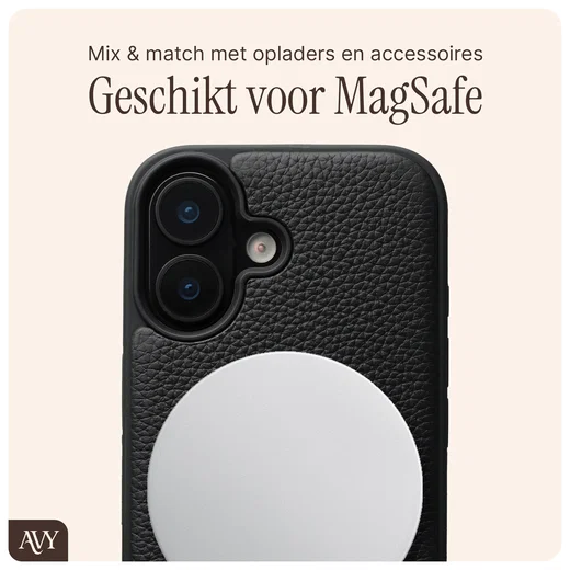 AVY Apple iPhone 17 Hoesje met Koord Haakjes MagSafe Leer Zwart afbeelding 8