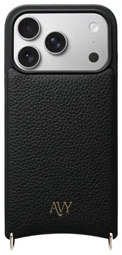 AVY Apple iPhone 17 Pro Hoesje met Koord Haakjes MagSafe Leer Zwart