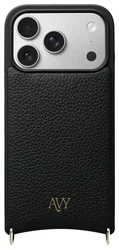 AVY Apple iPhone 17 Pro Hoesje met Koord Haakjes MagSafe Leer Zwart afbeelding
