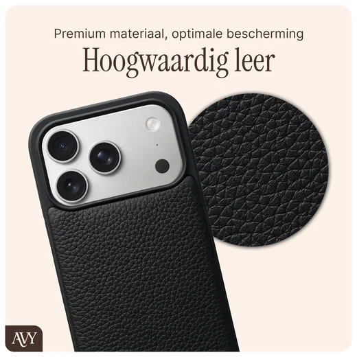 AVY Apple iPhone 17 Pro Hoesje met Koord Haakjes MagSafe Leer Zwart afbeelding 7