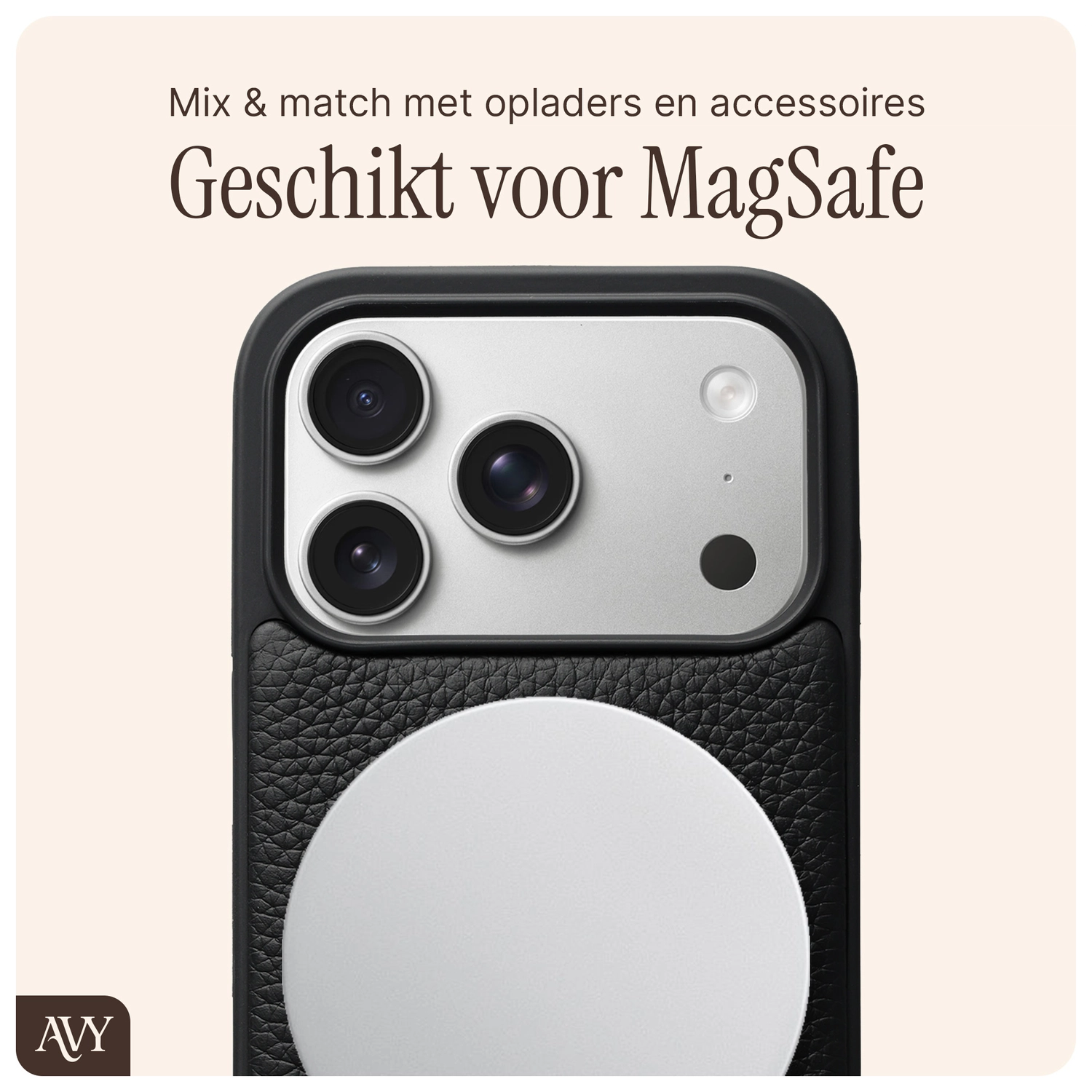 AVY Apple iPhone 17 Pro Hoesje met Koord Haakjes MagSafe Leer Zwart afbeelding 8