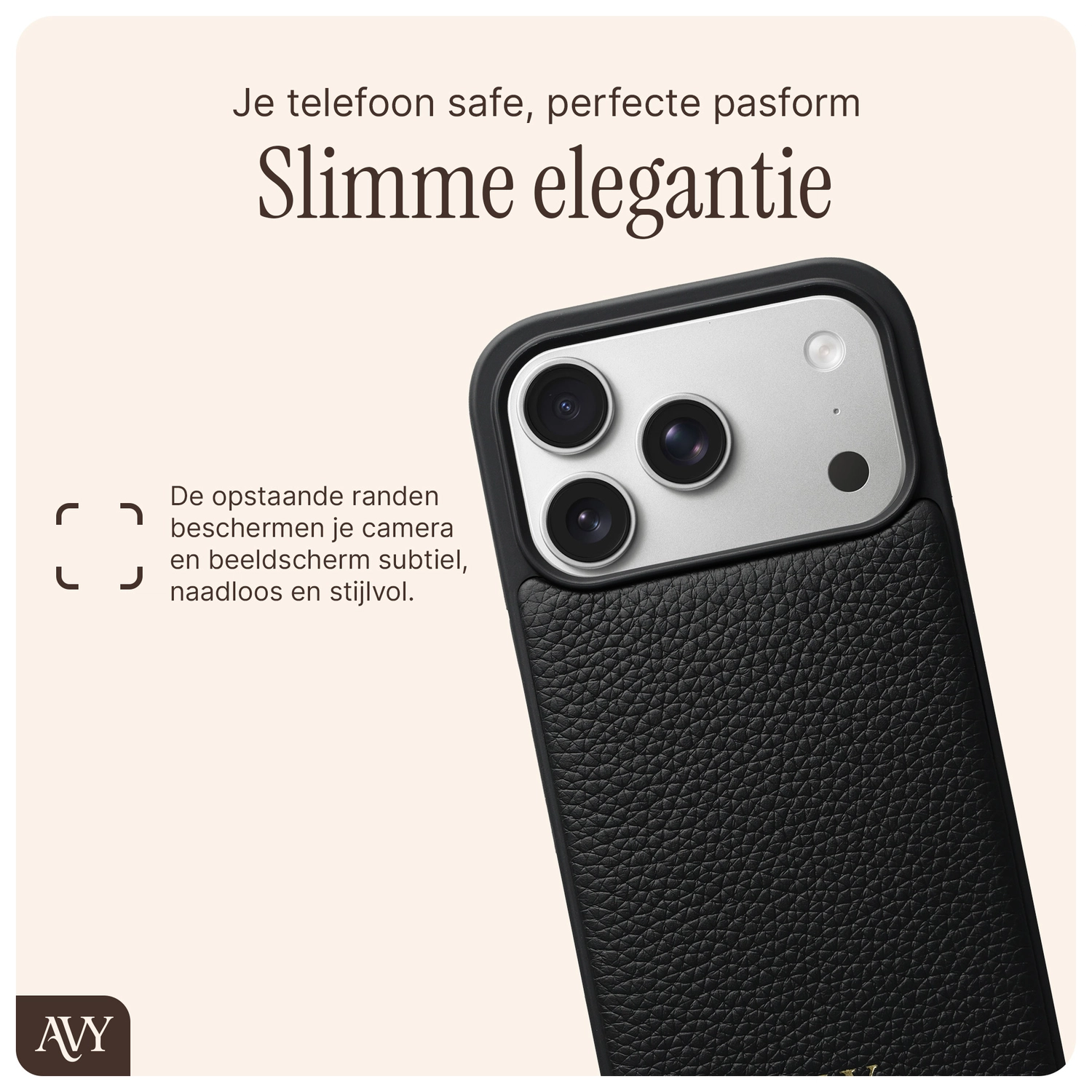 AVY Apple iPhone 17 Pro Hoesje met Koord Haakjes MagSafe Leer Zwart afbeelding 9