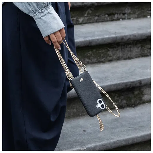 AVY Apple iPhone 17 Pro Max Hoesje met Koord Haakjes MagSafe Leer Zwart afbeelding 5