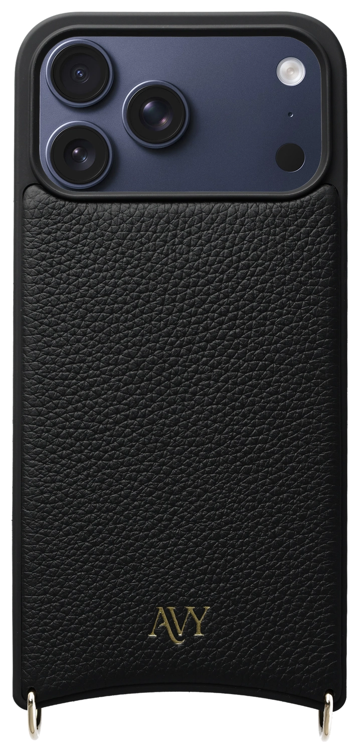 AVY Apple iPhone 17 Pro Max Hoesje met Koord Haakjes MagSafe Leer Zwart afbeelding 1