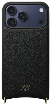 AVY Apple iPhone 17 Pro Max Hoesje met Koord Haakjes MagSafe Leer Zwart