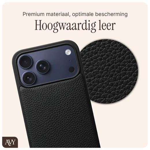 AVY Apple iPhone 17 Pro Max Hoesje met Koord Haakjes MagSafe Leer Zwart afbeelding 6