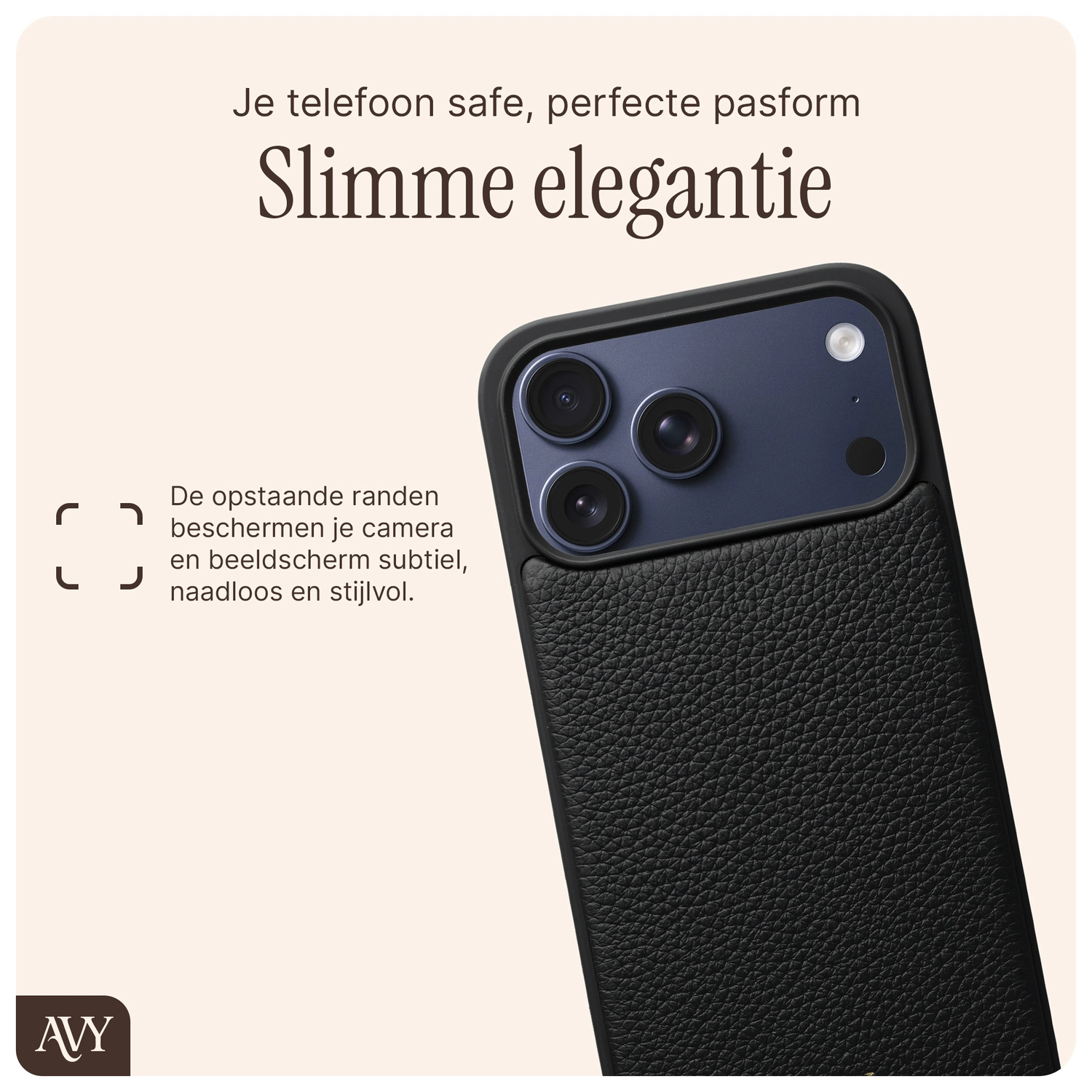 AVY Apple iPhone 17 Pro Max Hoesje met Koord Haakjes MagSafe Leer Zwart afbeelding 8