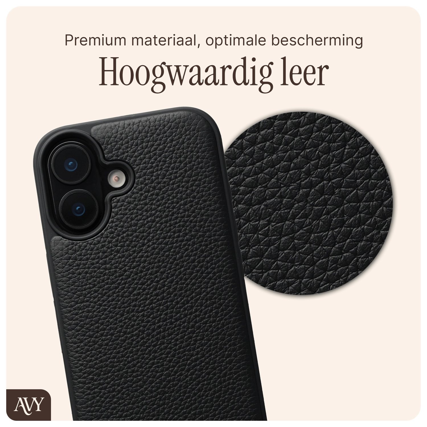 AVY Apple iPhone 16 Hoesje met Koord Haakjes MagSafe Leer Zwart afbeelding 7