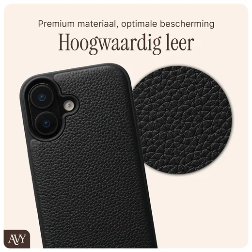 AVY Apple iPhone 16 Hoesje met Koord Haakjes MagSafe Leer Zwart afbeelding 7