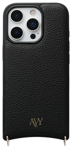 AVY Apple iPhone 16 Pro Hoesje met Koord Haakjes MagSafe Leer Zwart afbeelding 1