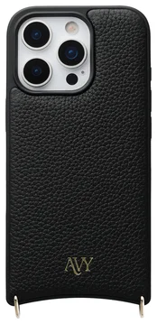 AVY Apple iPhone 16 Pro Hoesje met Koord Haakjes MagSafe Leer Zwart