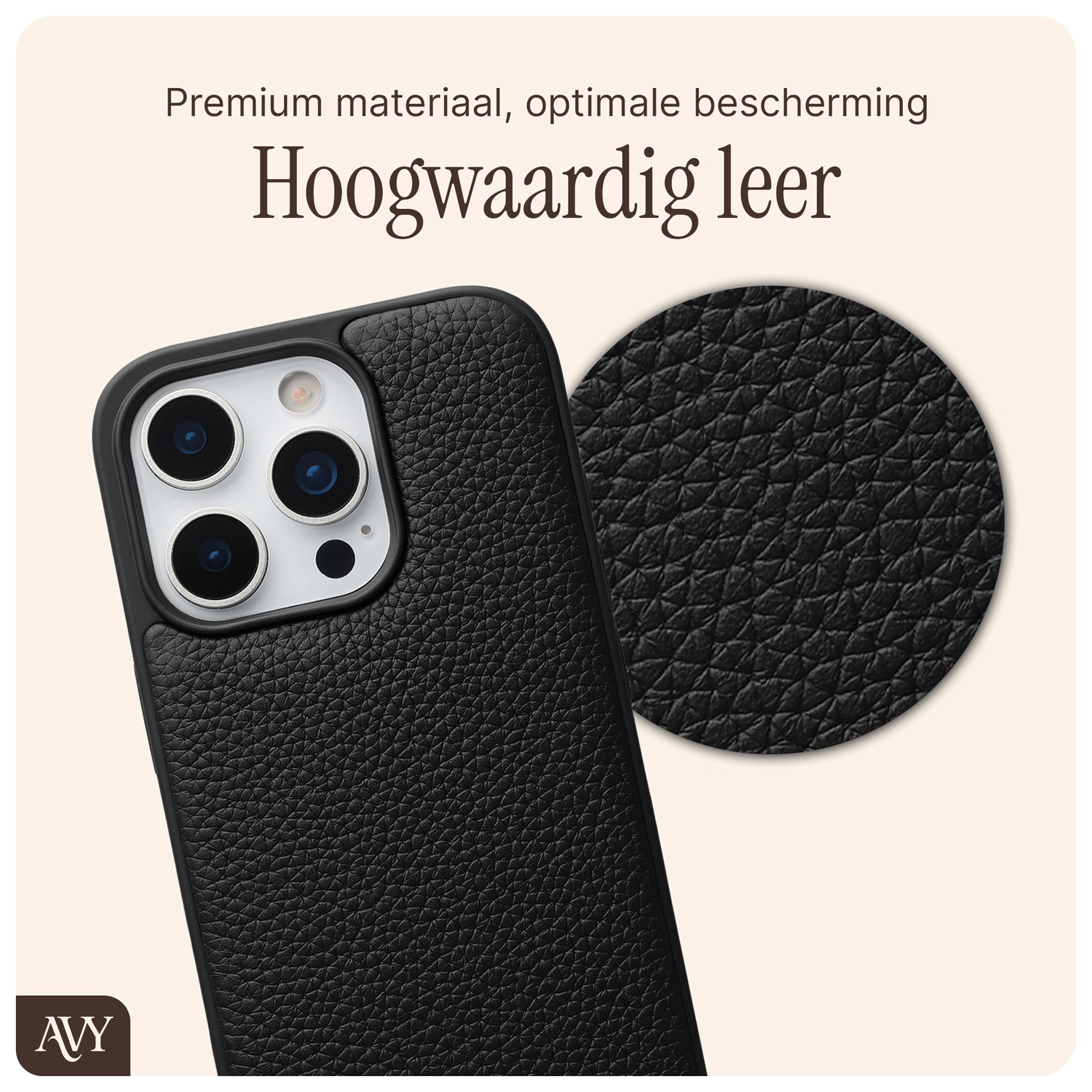 AVY Apple iPhone 16 Pro Hoesje met Koord Haakjes MagSafe Leer Zwart afbeelding 7