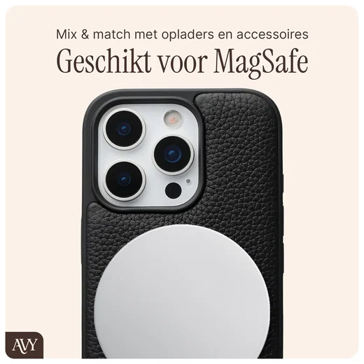 AVY Apple iPhone 16 Pro Hoesje met Koord Haakjes MagSafe Leer Zwart afbeelding 8