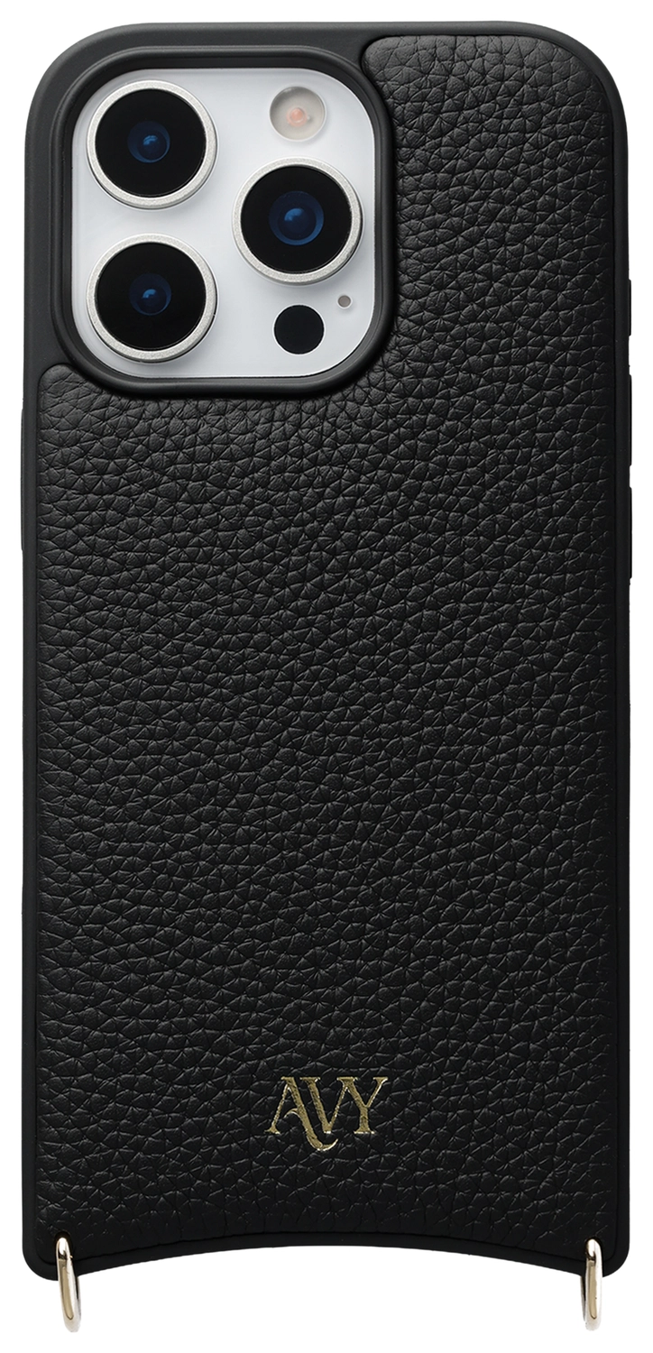 AVY Apple iPhone 16 Pro Max Hoesje met Koord Haakjes MagSafe Leer Zwart afbeelding 1