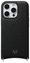 AVY Apple iPhone 16 Pro Max Hoesje met Koord Haakjes MagSafe Leer Zwart