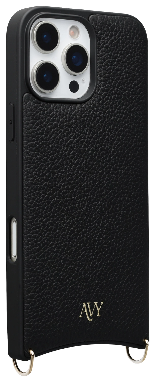 AVY Apple iPhone 16 Pro Max Hoesje met Koord Haakjes MagSafe Leer Zwart afbeelding 10