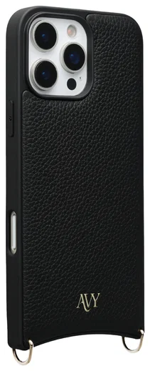 AVY Apple iPhone 16 Pro Max Hoesje met Koord Haakjes MagSafe Leer Zwart afbeelding 10