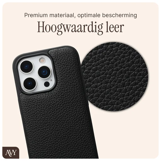 AVY Apple iPhone 16 Pro Max Hoesje met Koord Haakjes MagSafe Leer Zwart afbeelding 7