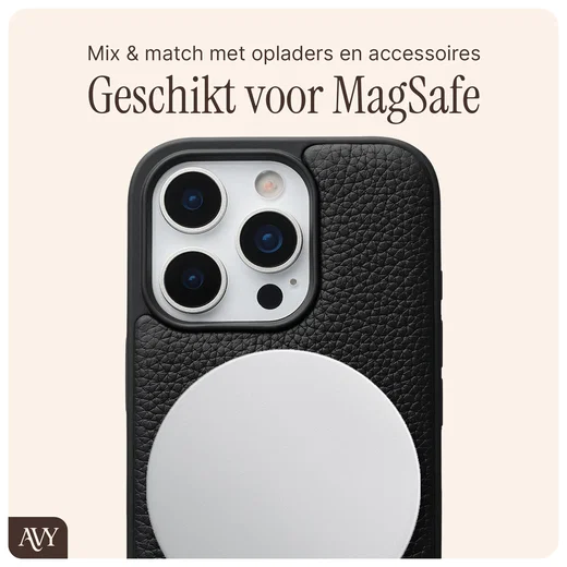 AVY Apple iPhone 16 Pro Max Hoesje met Koord Haakjes MagSafe Leer Zwart afbeelding 8