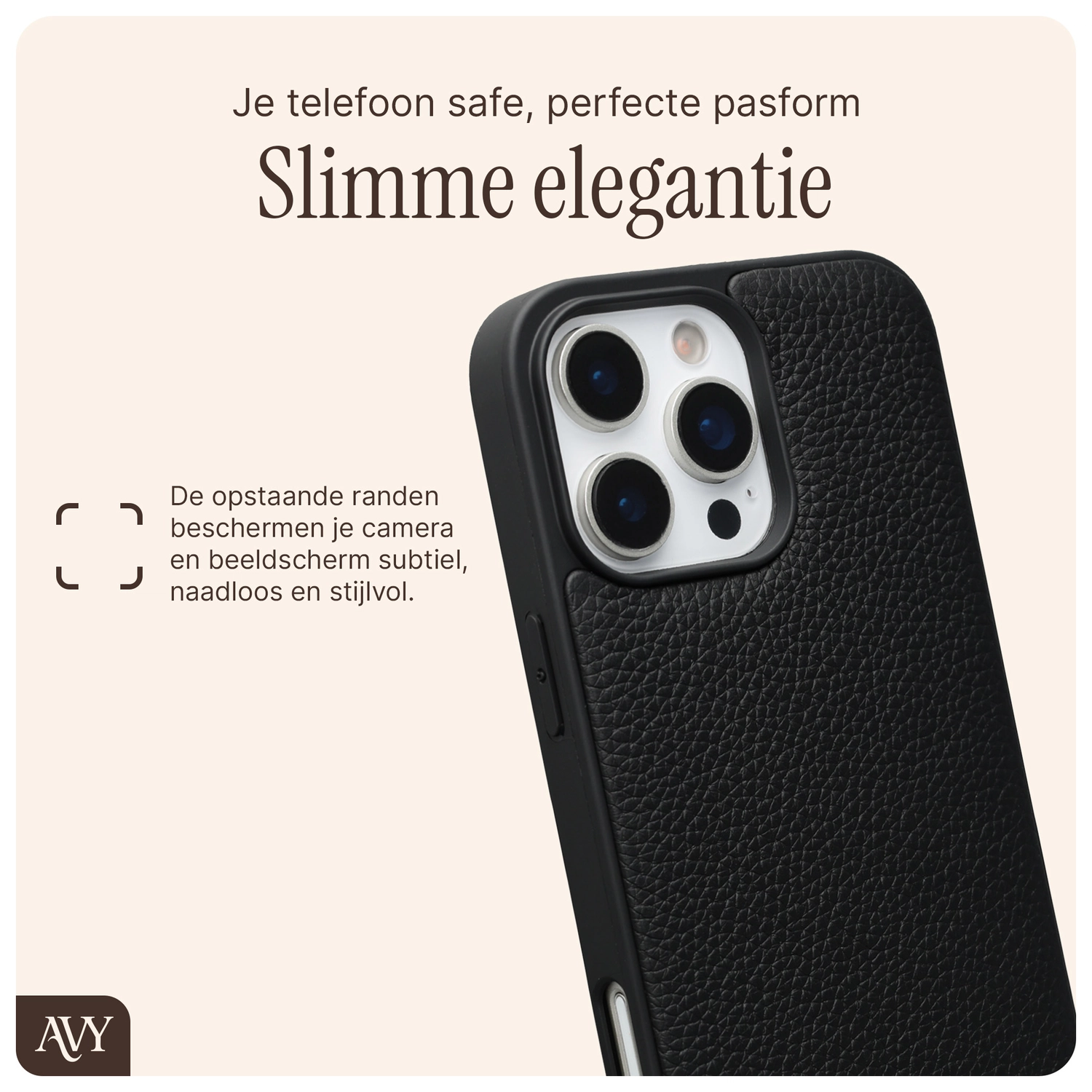 AVY Apple iPhone 16 Pro Max Hoesje met Koord Haakjes MagSafe Leer Zwart afbeelding 9