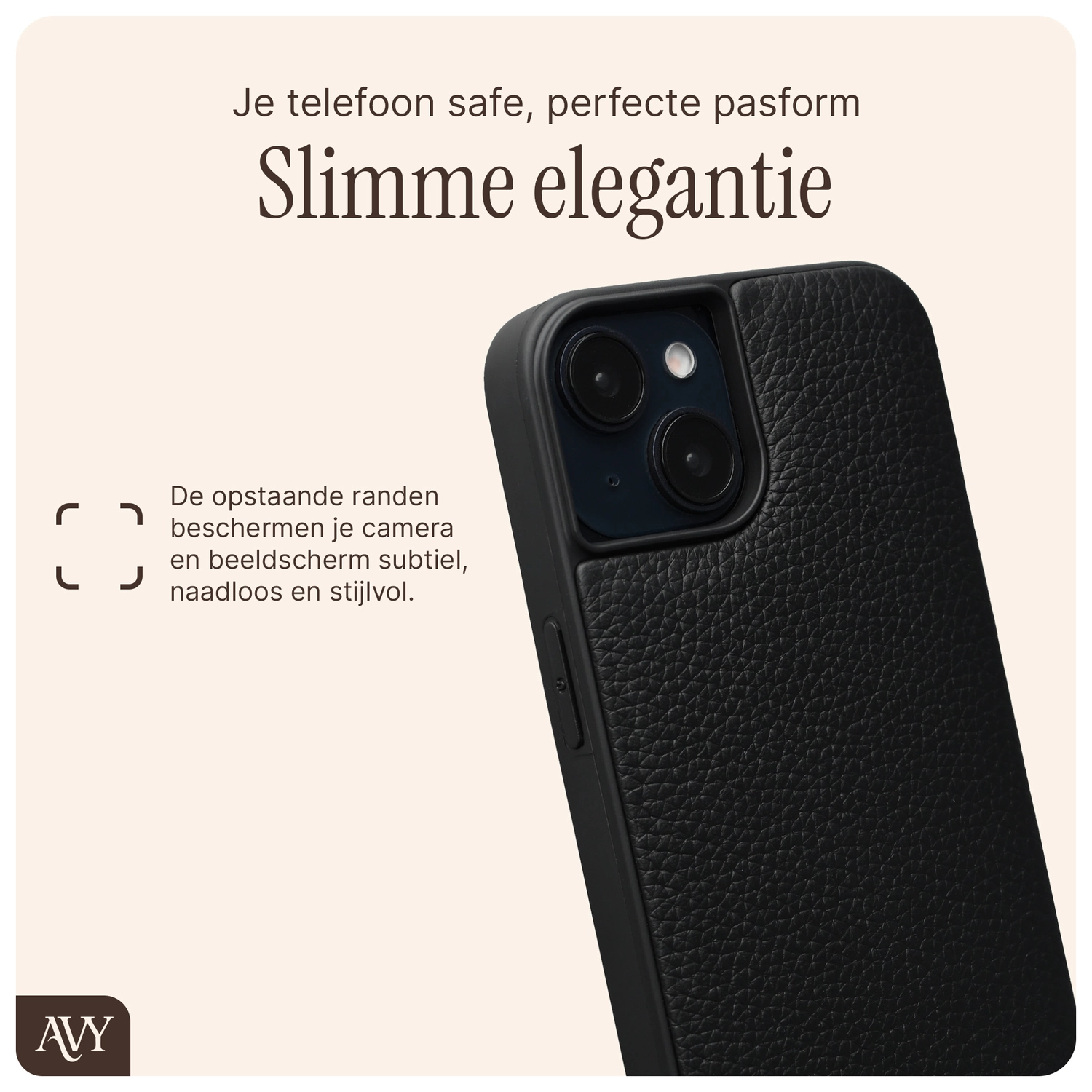 AVY Apple iPhone 15 Hoesje met Koord Haakjes MagSafe Leer Zwart afbeelding 9