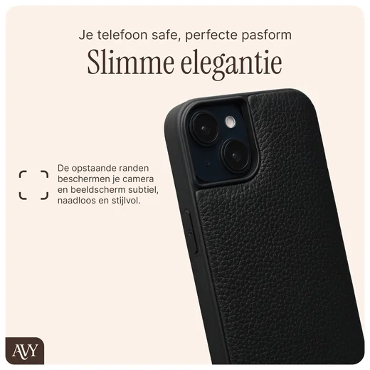 AVY Apple iPhone 15 Hoesje met Koord Haakjes MagSafe Leer Zwart afbeelding 9