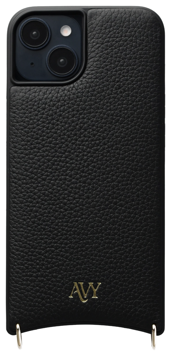 AVY Apple iPhone 15 Hoesje met Koord Haakjes MagSafe Leer Zwart afbeelding 1