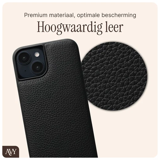 AVY Apple iPhone 15 Hoesje met Koord Haakjes MagSafe Leer Zwart afbeelding 7