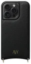 AVY Apple iPhone 15 Pro Hoesje met Koord Haakjes MagSafe Leer Zwart