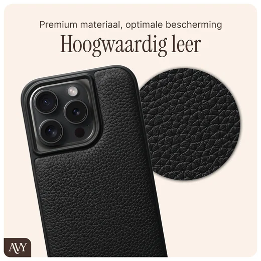 AVY Apple iPhone 15 Pro Hoesje met Koord Haakjes MagSafe Leer Zwart afbeelding 7