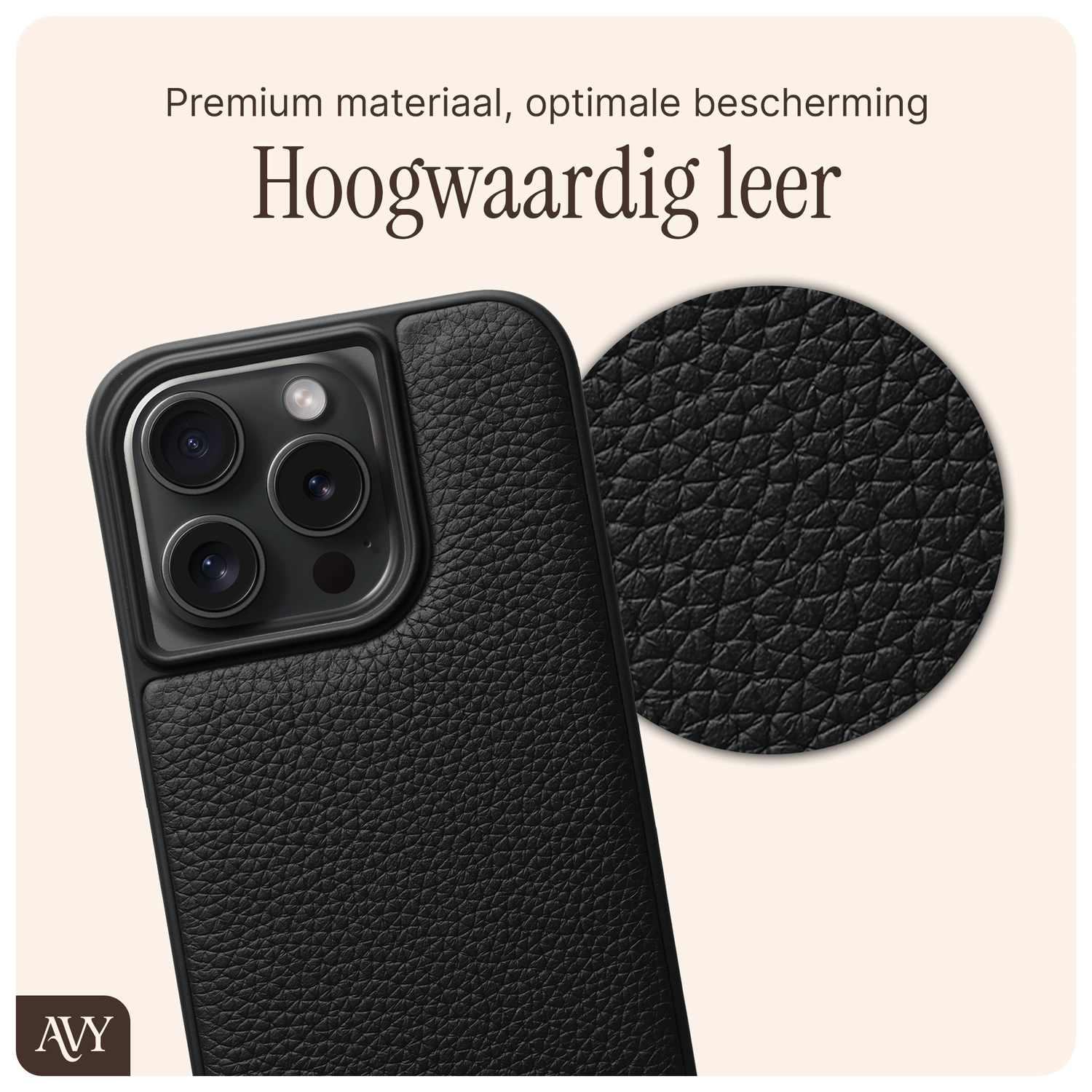 AVY Apple iPhone 14 Pro Hoesje met Koord Haakjes MagSafe Leer Zwart afbeelding 7