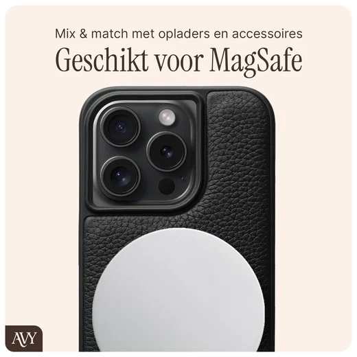 AVY Apple iPhone 14 Pro Hoesje met Koord Haakjes MagSafe Leer Zwart afbeelding 8