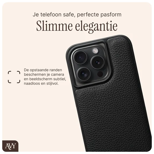 AVY Apple iPhone 14 Pro Hoesje met Koord Haakjes MagSafe Leer Zwart afbeelding 9