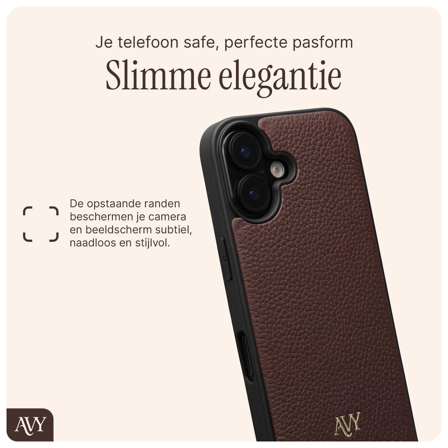 AVY Apple iPhone 17 Hoesje met Koord Haakjes MagSafe Leer Chocolate afbeelding 9